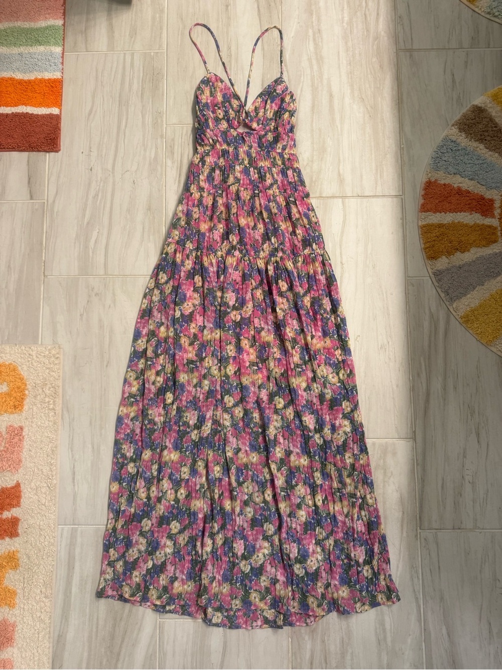 Astr Floral Maxi Dress in Pink, Purple, Green